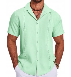 Men's Green Short Sleeve Casual Shirt
