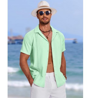 Men's Green Short Sleeve Casual Shirt