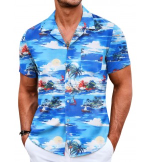 Men's Hawaiian Oil Painting Short Sleeve Shirt