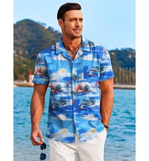 Men's Hawaiian Oil Painting Short Sleeve Shirt