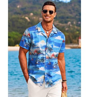 Men's Hawaiian Oil Painting Short Sleeve Shirt