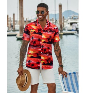 Men's Hawaiian Sunset Short Sleeve Shirt