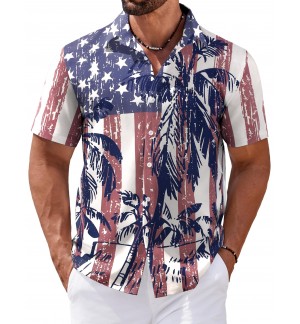 Men's Vintage Floral Shirt Short Sleeve