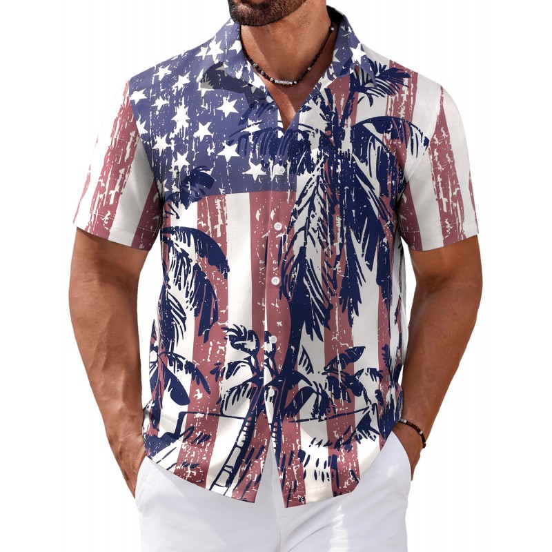 Men's Vintage Floral Shirt Short Sleeve