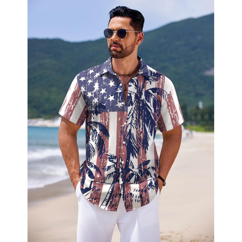 Men's Vintage Floral Shirt Short Sleeve