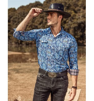 Men's printed casual long sleeve shirt