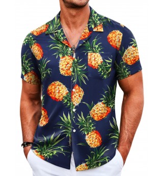 Men's short sleeve pineapple pattern shirt
