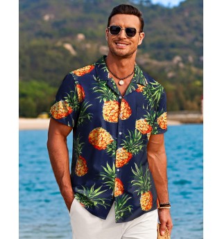 Men's short sleeve pineapple pattern shirt