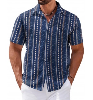 Men's summer simple line short-sleeved shirt