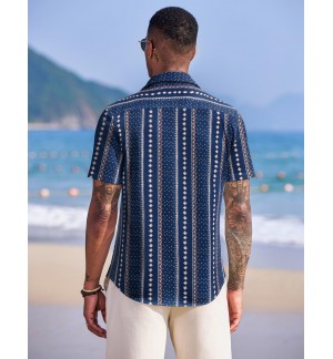 Men's summer simple line short-sleeved shirt